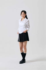 SWAN PLEATS SKIRT PANTS / BLACK