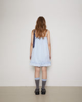Button-up ruffle dress / sky blue
