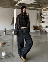 Old Hip Pocket Embroidered Denim Pants