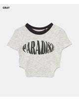 パラダイスサイドカッティングクロップドTシャツ