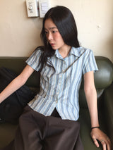 String Flare Check Shirt (3color)