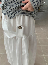 Natan Shirring Belt Banding Long Skirt