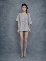 アイリスレースリボンTシャツ #Gray(灰)