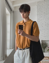 コーネル ワッフル カラー ショート スリーブ ニット