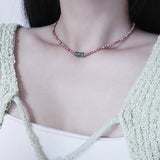  All surgical steel rhodonite natural gemstone choker
