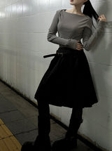 Long midi pleated skirt