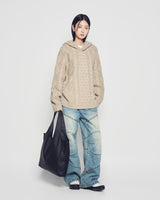 25FW ローゲージケーブルニットフーディー ベージュ