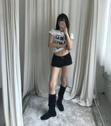 taser low washing cotton shorts