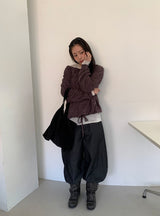 ポダン生デニムバルーンワイドパンツ
