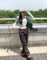 Pint Crop V-Neck Slim Long Sleeve