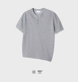 ルックローガンデイリーワッフルヘンリーネックショートスリーブTシャツ