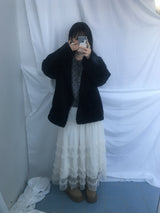 highneck puffy fur jacket