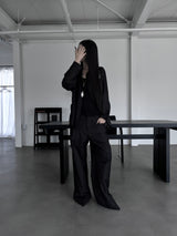 [unisex] ピンタックワイドレザースラックス