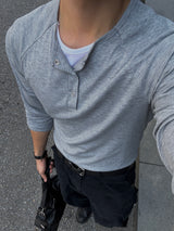 Snap layered muscle long sleeve t-Shirt