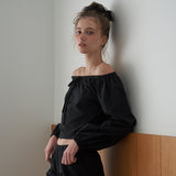 Mellow Ribbon Off-Shoulder Blouse_Black