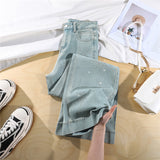 Light Wash Rhinestone Flare Jeans – Relaxed Wide Micro Flare Denim