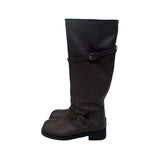 Washing leather buckle long boots