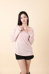 ルーズフィットコサージュニット Pink