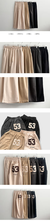 Keno Number Patch Back Pocket Banding Wide Pants