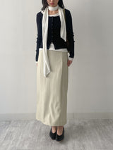 [Muffler set] プリーツUネック長袖Tシャツ