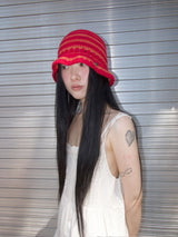 Stripe Cotton beanie-Red