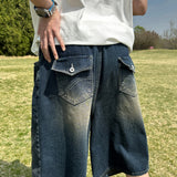 LMN Yard Back Pocket Bermuda Denim Pants (deep blue)