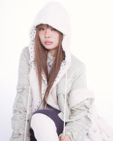 Fluffy hood muffler (ivory)