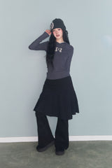 FLOWER PATCH HOODIE LONG SLEEVE CHARCOAL