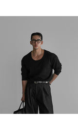 パターンドユニクロ長袖Tシャツ [Black]