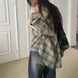 Uter Check Boxy Overfit Vintage Long Sleeve Shirt