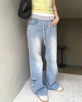 Banding pocket boots cut denim pants