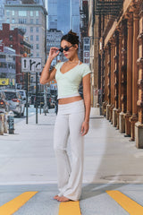Monica V-Neck Tee (Cream Mint)