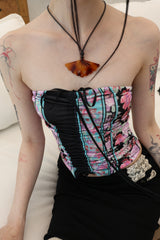 [香] Oriental Floral Shirring Top