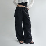 [Made] [Reden] String Banding Cargo Two-Way Parachute Nylon Wide Pants - 4 color