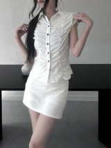 shirring white blouse
