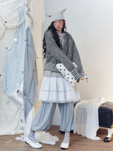 Kitsch Polka Dot Stripe Jacquard Hooded Knit Cardigan
