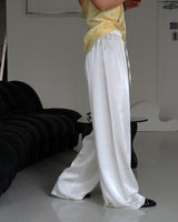 Silk Satin Long Wide Pants