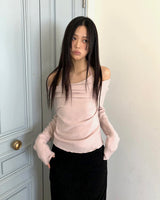 ボラフリルホルターオフショルダーニット