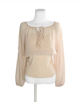 [ slit point ] forget-me-not long chiffon drape lose blouse