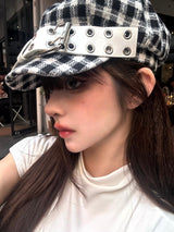 Check tweed beret