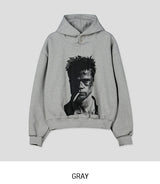 B-Pit Print Snap Balloon Crop Hoodie