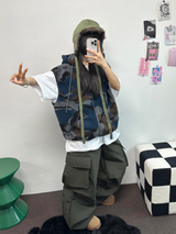 ヒーター❤カーゴオーバーロングバンディングパンツ 🩶🖤🤎💚4COLOR
