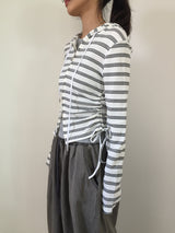 Waffle shirring hoodie (2color)