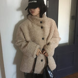 ハフェウールスエードボタンハーフコートファージャケット