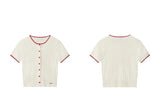 Classic Cable Knit Short-Sleeve Cardigan 231949399