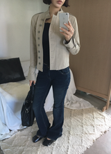 Gashu Napoleon-style buttoned semi-high neck transitional autumn jacket