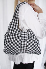 check ribbon shoulder bag