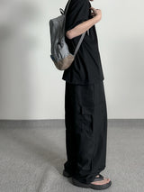 Color string wide cargo pants