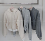 pleasantly thick fleece hooded zip-up jacket