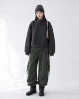 (UNISEX) Suede-Touch High Neck Cardigan